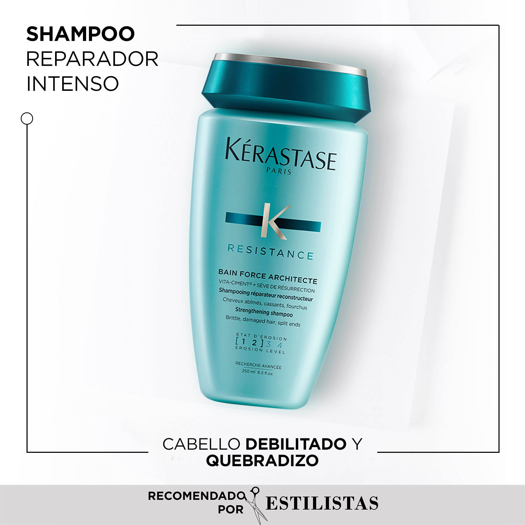 Shampoo Kérastase Cabello Debilitado Bain Force Architecte Resistance 250 ml