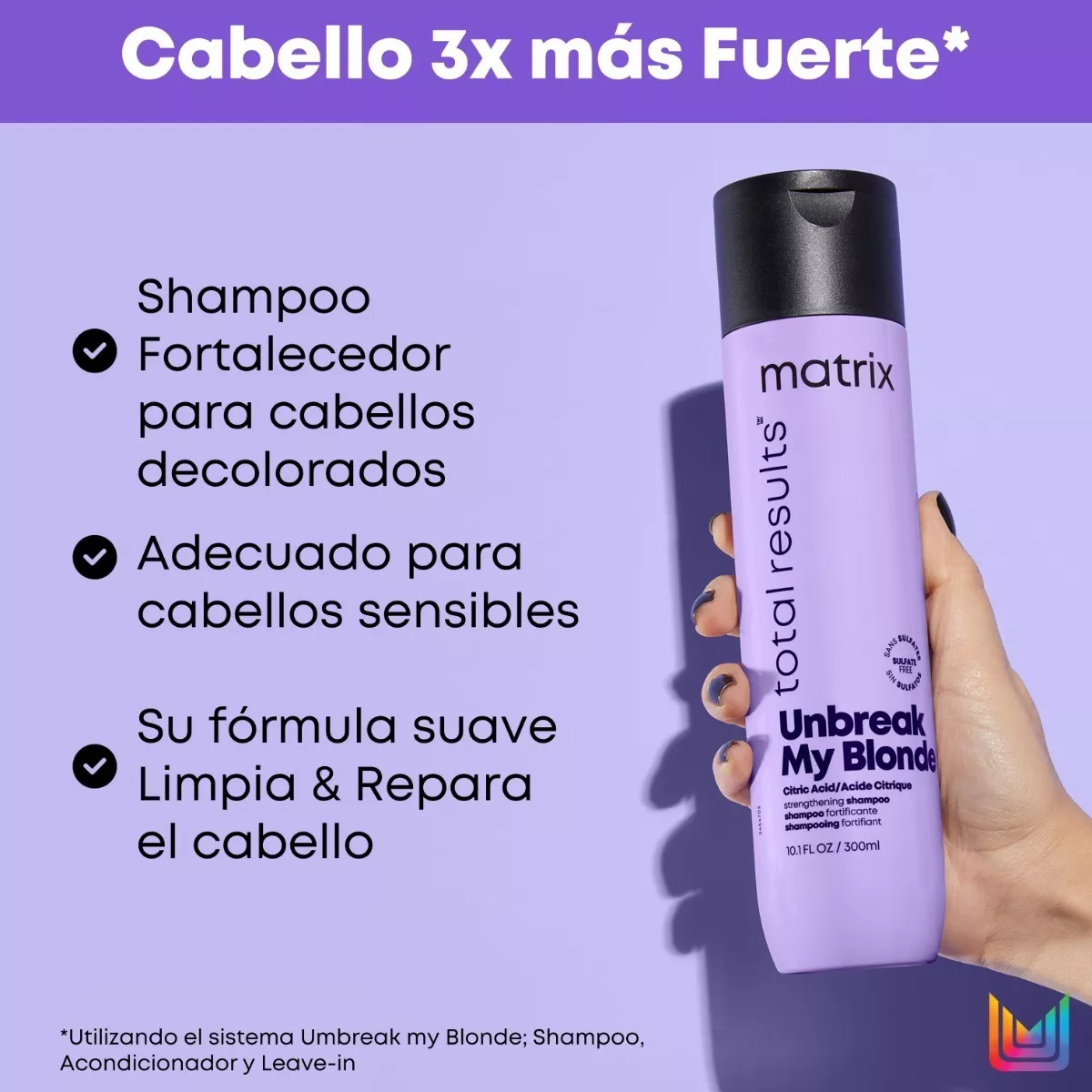 Shampoo Matrix Cabello Rubio Decolorado Sin Sulfatos Unbreak My Blonde 300 ml